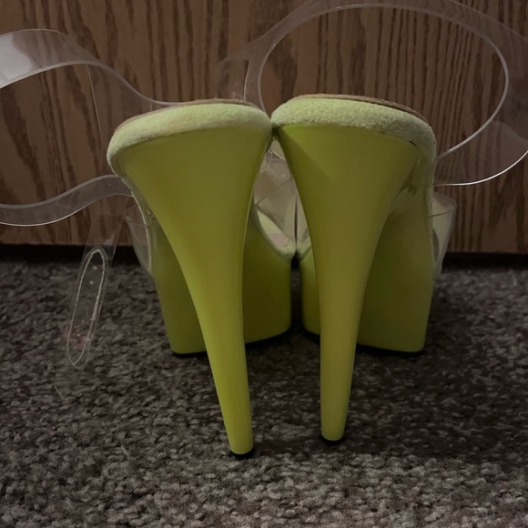 Hella Heels 6in Stiletto Rhylie Electric Highlighter Neon Yellow Green Pole Club - Picture 6 of 8